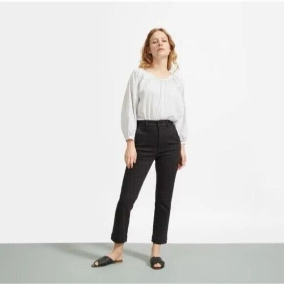 Everlane The Slim Leg Crop Pants Jeans in Black Women's Size 8 - Picture 1 of 9